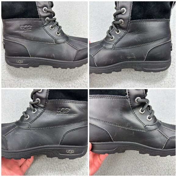 UGG Boots Kids 3 Shoes Black Butte II Waterproof Tall Shearling Winter Unisex - Picture 11 of 12